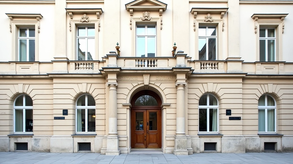 Façade d'un bâtiment académique classique, architecture universitaire